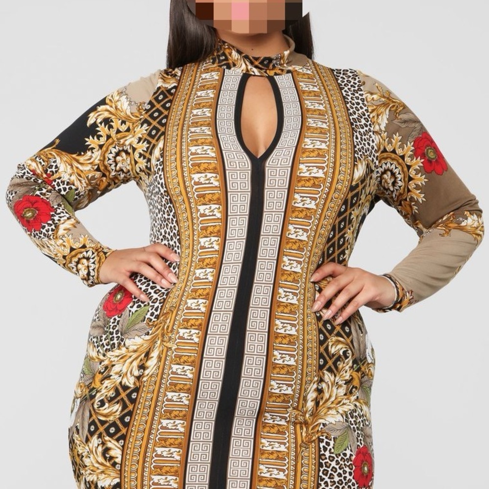Elegant Multicolor Long Sleeve Dress